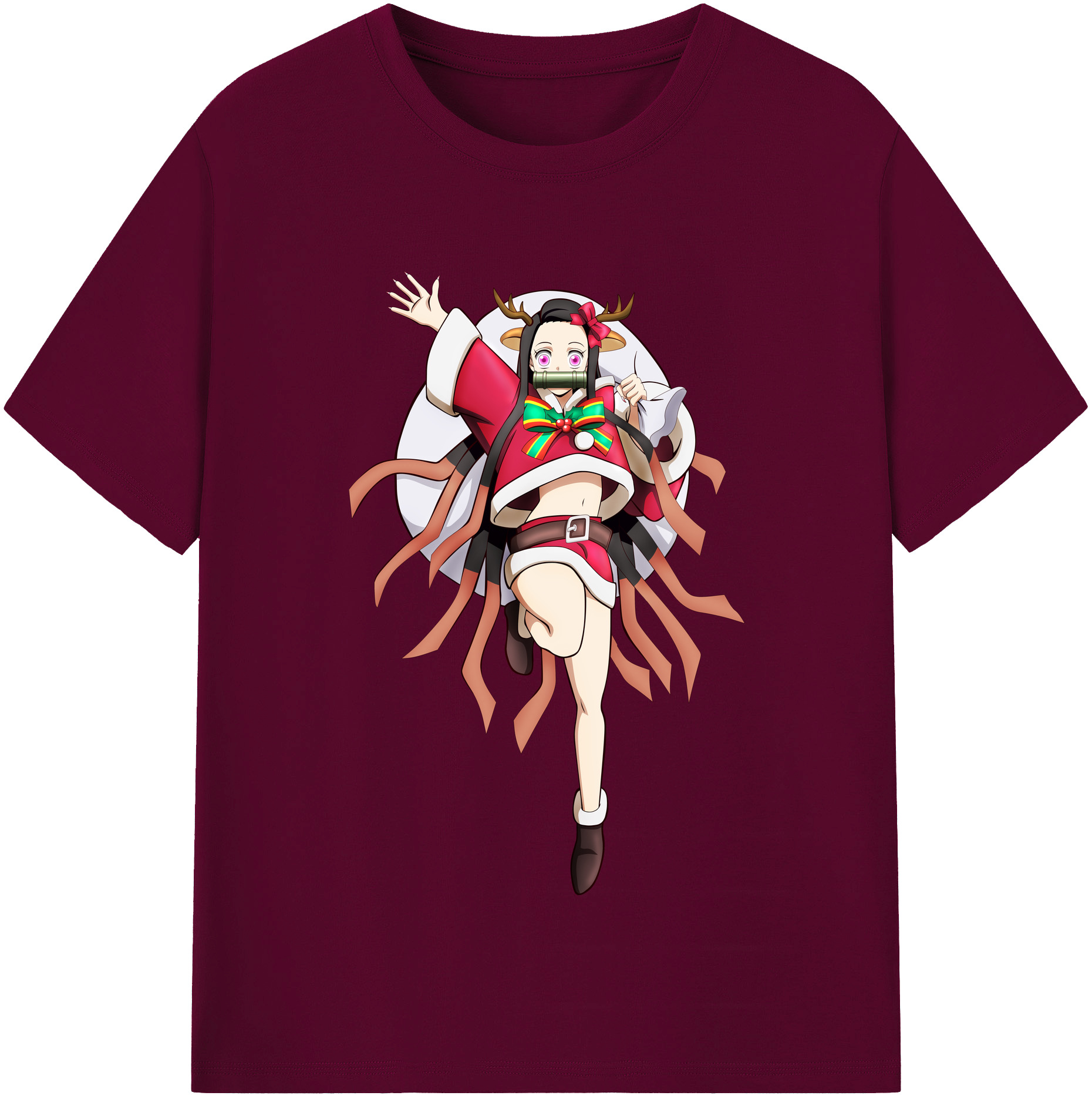 （画像用） 鬼滅の刃（きめつのやいば）竈門 禰󠄀豆子／かまど ねずこ Kamado Nezuko レディースカジュアルプリントTシャツ（綿100％）